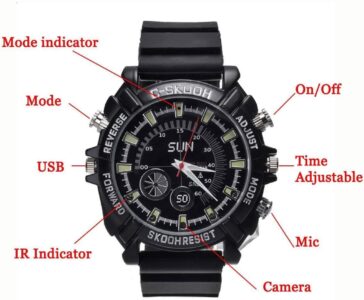 HD 1080P Hidden Spy Camera Watch With Built-In 32GB Hidden Wrist Watch Camera Color (white & black)